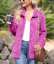 Load image into Gallery viewer, Hot Pink Long Sleeve Full Zip Soft Warm Fleece Jacket