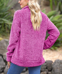 Hot Pink Long Sleeve Full Zip Soft Warm Fleece Jacket