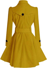 Load image into Gallery viewer, Margarette Canary Yellow Wool Swing Double Breasted Pea Coat