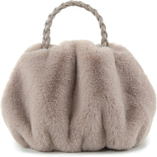 Load image into Gallery viewer, Luxuriously Soft Braided Handle Faux Fur Beige Handbag
