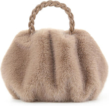 Load image into Gallery viewer, Luxuriously Soft Braided Handle Faux Fur Brown Handbag