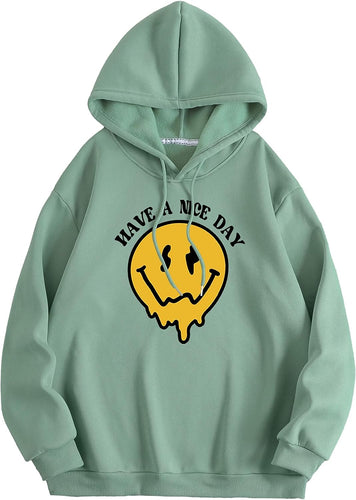 Men's Mint Green Graphic Printed Long Sleeve Hoodie