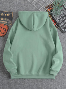 Men's Mint Green Graphic Printed Long Sleeve Hoodie