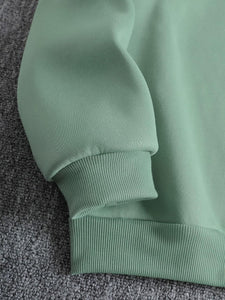 Men's Mint Green Graphic Printed Long Sleeve Hoodie