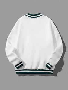 Men's White Los Angeles V Neck Long Sleeve Pullover Sweatshirt