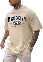 Load image into Gallery viewer, Men&#39;s Beige Brooklyn Printed Short Sleeve T-Shirt