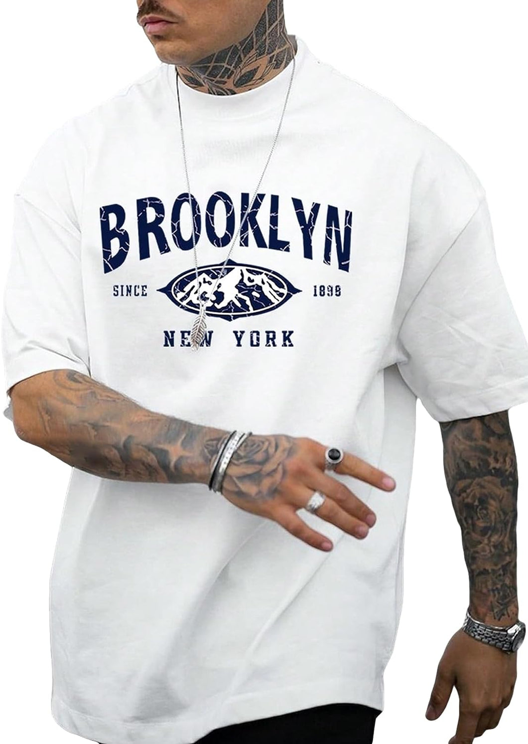 Men's White Brooklyn Printed Short Sleeve T-Shirt