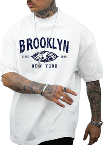 Men's Beige Brooklyn Printed Short Sleeve T-Shirt