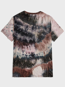 Men's Tie Dye Multi Color Crew Neck Short Sleeve Shirt