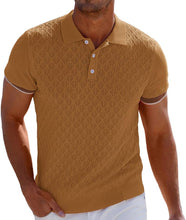 Load image into Gallery viewer, Men&#39;s Orange Textured Short Sleeve Polo Shirt