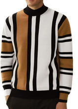 Load image into Gallery viewer, Men&#39;s Grey Striped Vintage Long Sleeve Sweater