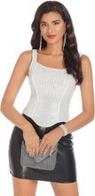 Load image into Gallery viewer, Sequin Silver Bustier Square Neck Sleeveless Top