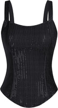 Load image into Gallery viewer, Sequin Silver Bustier Square Neck Sleeveless Top