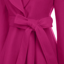 Load image into Gallery viewer, Duchess of York Fuschia Pink Wool Puff Sleeve Belted A Line Pea Coat