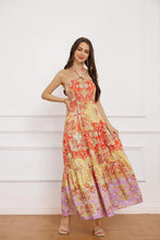 Load image into Gallery viewer, Summer Chic Yellow Orange Paisley Halter Floral Maxi Dress