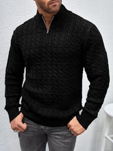 Load image into Gallery viewer, Men&#39;s Grey Textured Zip Up Long Sleeve Sweater