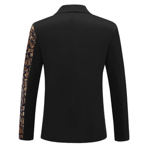Geometric  Brown Men's Stylish Sequin Long Sleeve Dress Blazer