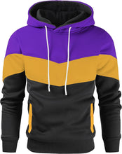 Load image into Gallery viewer, Men&#39;s Two Tone Purple/Yellow Drawstring Long Sleeve Hoodie