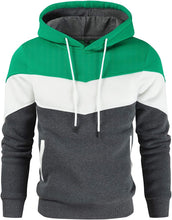 Load image into Gallery viewer, Men&#39;s Two Tone Green/Gray Drawstring Long Sleeve Hoodie