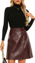 Load image into Gallery viewer, Black A Line Faux Leather Mini Skirt