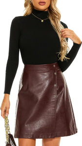 Black A Line Faux Leather Mini Skirt