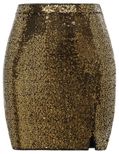 Load image into Gallery viewer, Gold Sequin Sparkle Party Mini Skirt