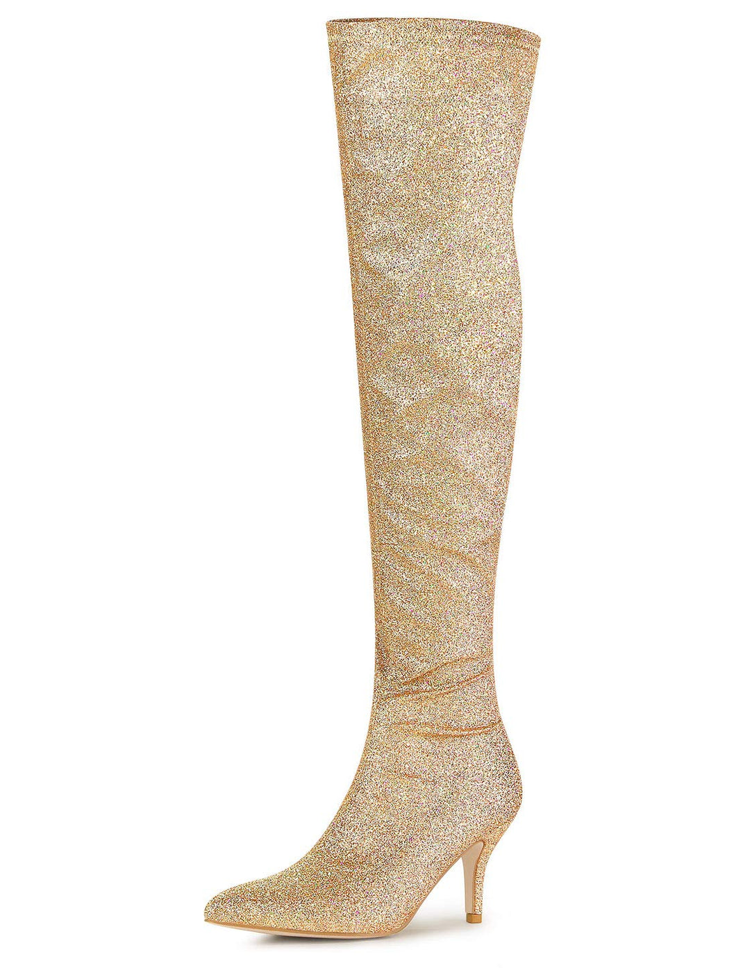 Gold Stylish Glitter Over The Knee Boots