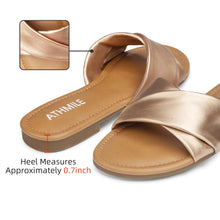 Load image into Gallery viewer, Gold Casual Leather Summer Flat Sandals