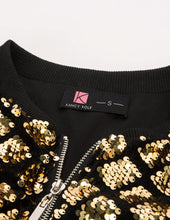 Load image into Gallery viewer, Gold Sequin Embellished Bomber Long Sleeve Jacket