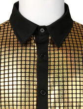 Load image into Gallery viewer, Men&#39;s Gold Metallic Sequin Shiny Short Sleeve Shirt
