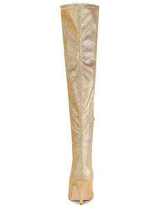 Gold Stylish Glitter Over The Knee Boots