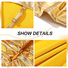 Load image into Gallery viewer, Gold Ruched Cocktail Party Mini Dress