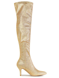 Gold Stylish Glitter Over The Knee Boots