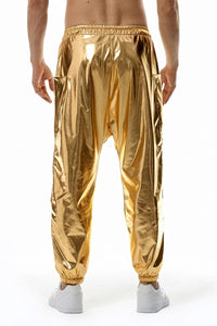 Men's Gold Metallic Disco Drawstring Pants