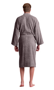 Gray Men's Turkish Long Sleeve Belted Robe