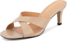 Load image into Gallery viewer, Nude Criss Cross Open Toe Kitten Heel Sandals