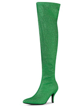 Load image into Gallery viewer, Green Stylish Glitter Over The Knee Boots