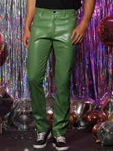 Load image into Gallery viewer, Men&#39;s Green Stylish Faux Leather Pants