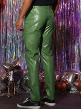 Load image into Gallery viewer, Men&#39;s Green Stylish Faux Leather Pants