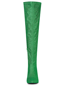 Green Stylish Glitter Over The Knee Boots