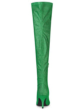 Load image into Gallery viewer, Green Stylish Glitter Over The Knee Boots