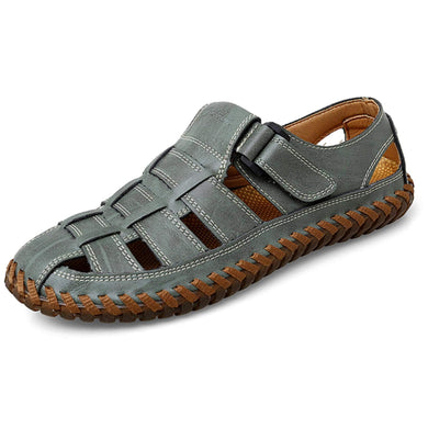 Green Men's Breathable Leather Outdoor Summer Sandals