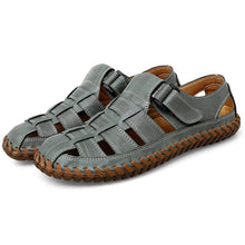 Load image into Gallery viewer, Green Men&#39;s Breathable Leather Outdoor Summer Sandals
