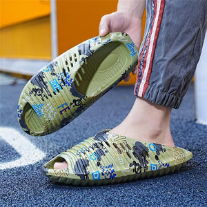 Green Men's Modern Beach Summer Slide Sandals