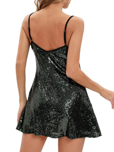 Green Sequin Glitter Sequin Party Dress