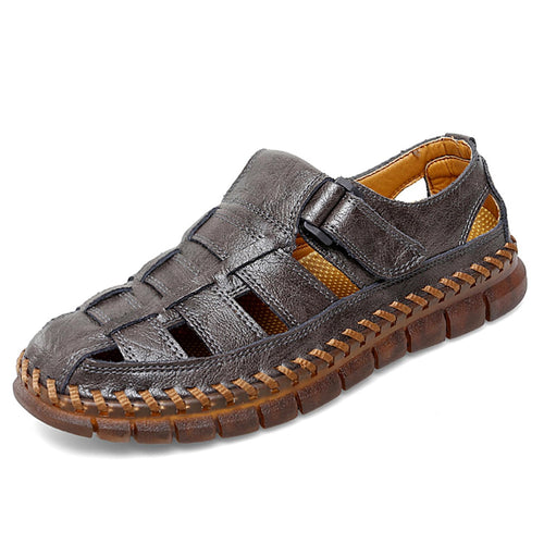 Grey Men's Leather Outdoor Summer Sandals