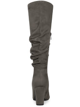Load image into Gallery viewer, Grey Slouchy Pointy Toe Knee High Boots