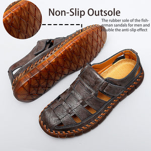 Grey Men's Leather Outdoor Summer Sandals