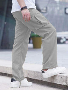 Grey Men's Cargo Pocket Casual Pants