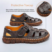 Load image into Gallery viewer, Grey Men&#39;s Leather Outdoor Summer Sandals